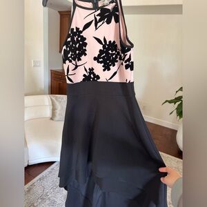 Elegant Black and Pink Floral Dress